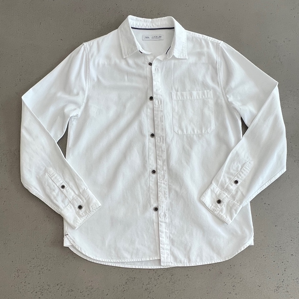 Zara Boy’s White Casual Button Down Shirt Classic Cotton